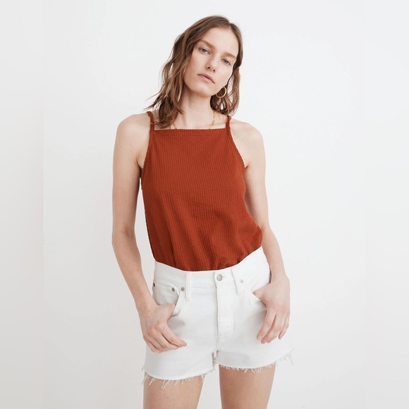 Madewell Relaxed Denim Shorts in Tile White Raw Hem High Rise Size 24 - Picture 1 of 13